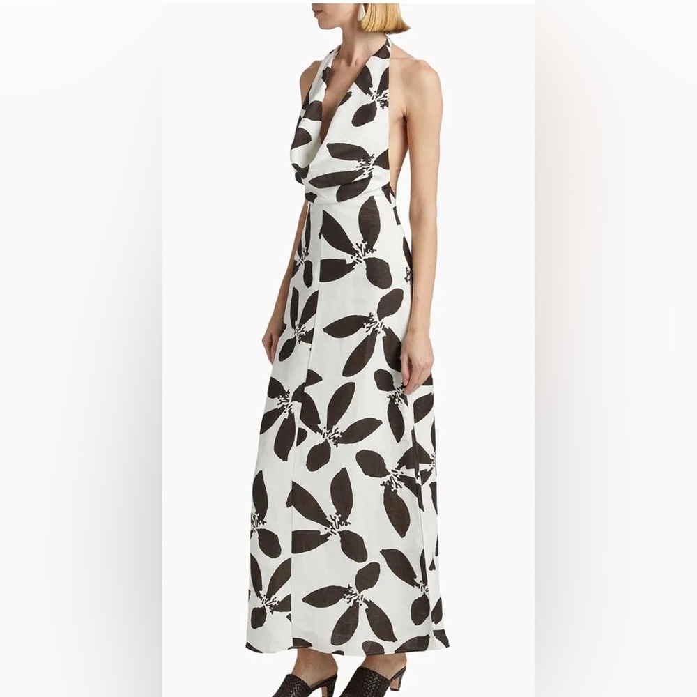 Chic Black and White Backless Halter Dress